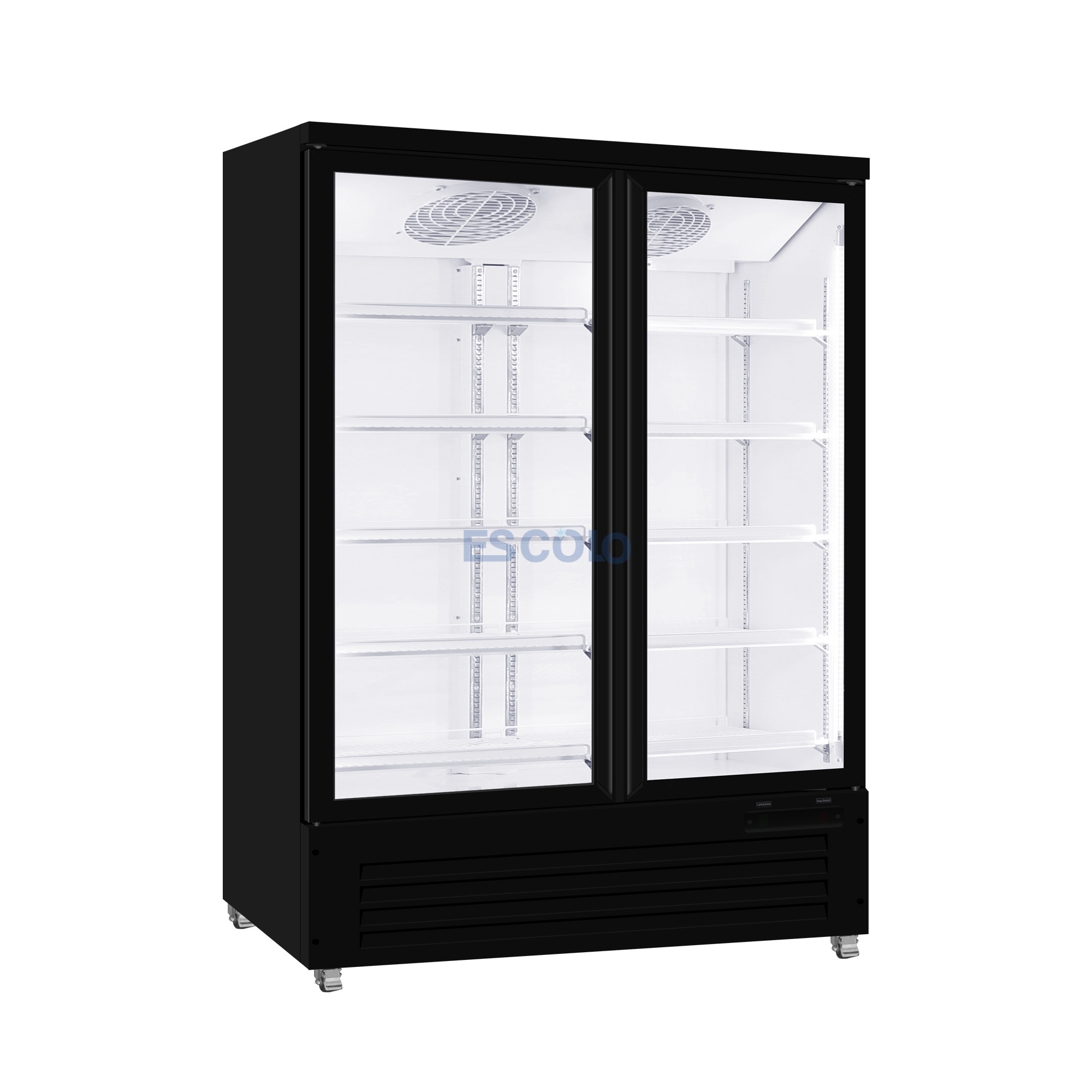 Two Glass Door Display Cooler with Digital Temperature Control | Bottom Compressor Mounted