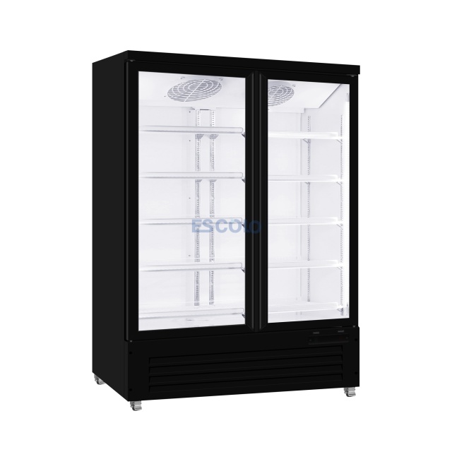 Two Glass Door Display Cooler with Digital Temperature Control | Bottom Compressor Mounted