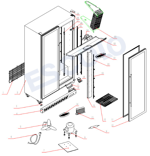 Double Door Full Glass Merchandising Cooler Perfect for Supermarket Use