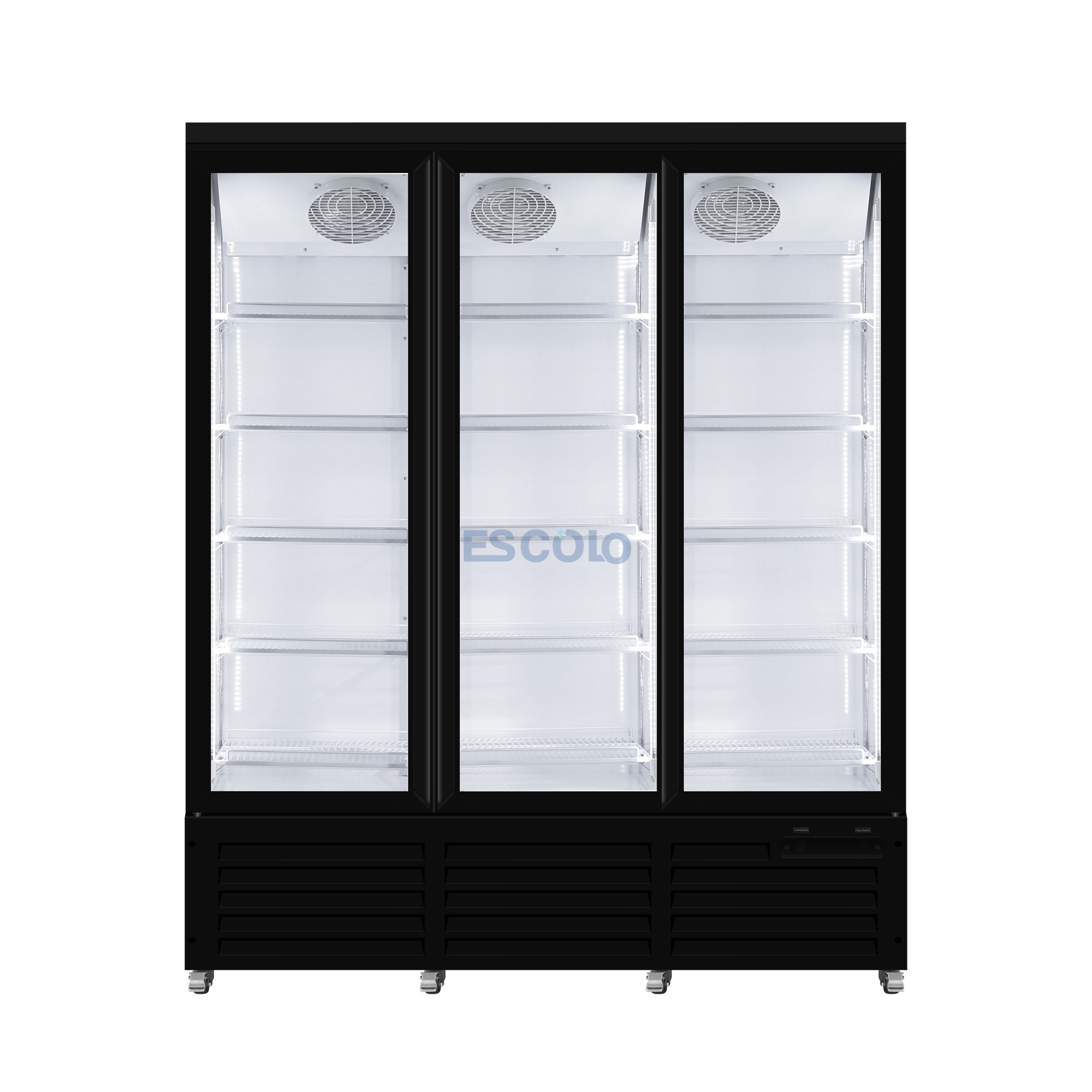 3-Door Bottom-Mounted Showcase Cooler for Food & Beverage Display