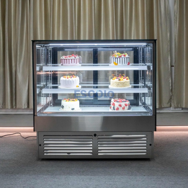 Right Angle Glass Front Cake Showcase with Adjustable Temper Glass Shelves Clear for Cake Showcase