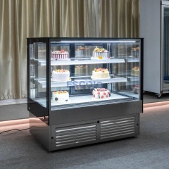 Right Angle Glass Front Cake Showcase with Adjustable Temper Glass Shelves Clear for Cake Showcase