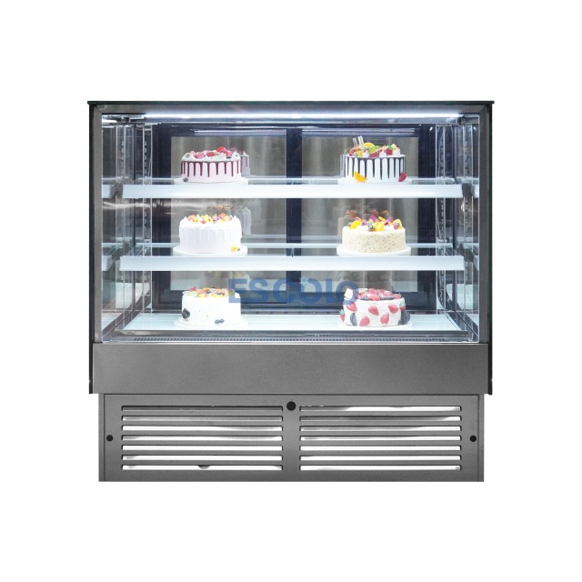 Right Angle Glass Front Cake Showcase with Adjustable Temper Glass Shelves Clear for Cake Showcase