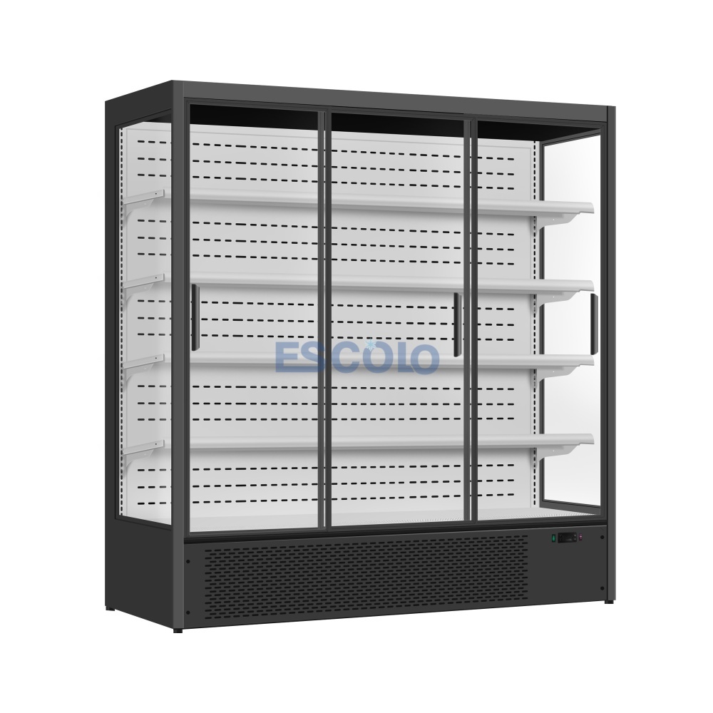 Large Capacity Sliding Glass Door Open Chiller for Supermarket Use