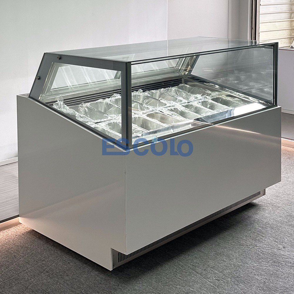 Square Glass Ice Cream Display Freezer | Commercial Ice Cream Showcase Cabinet