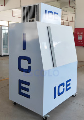 Commercial Slanted-Door Ice Storage Freezer for High-Capacity Outdoor Use