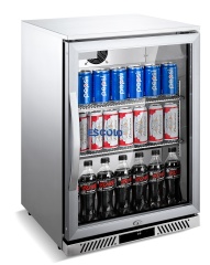 Single Door Commercial Beer Cooler | Compact Silver Beverage Display Refrigerator