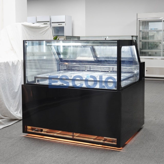 Premium Straight Glass Ice Cream Display Freezer | Commercial Ice Cream Showcase Cabinet