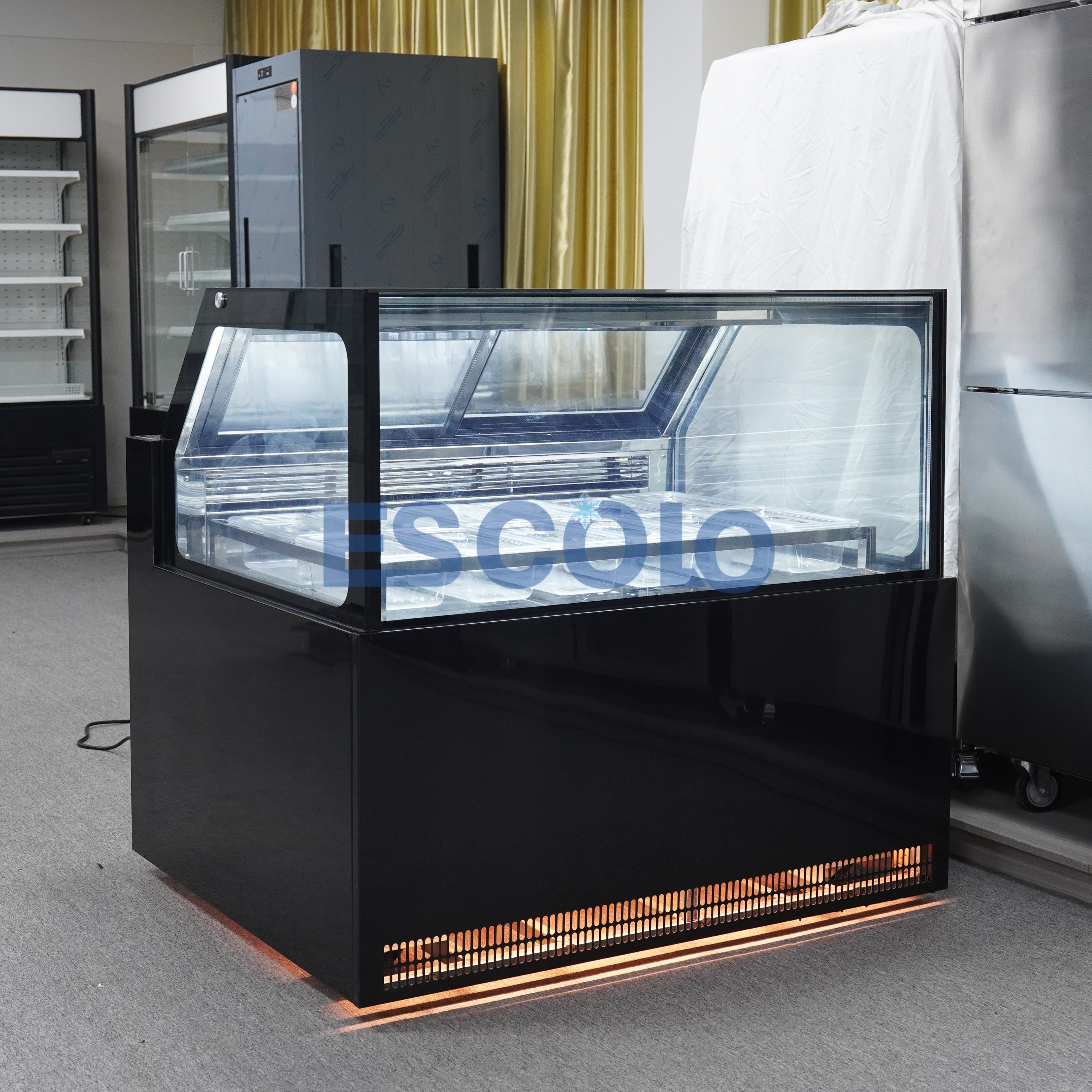 Premium Straight Glass Ice Cream Display Freezer | Commercial Ice Cream Showcase Cabinet