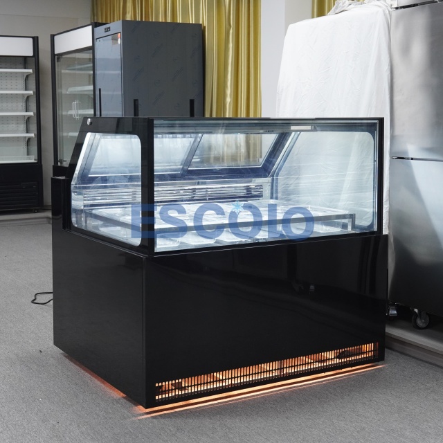Premium Straight Glass Ice Cream Display Freezer | Commercial Ice Cream Showcase Cabinet