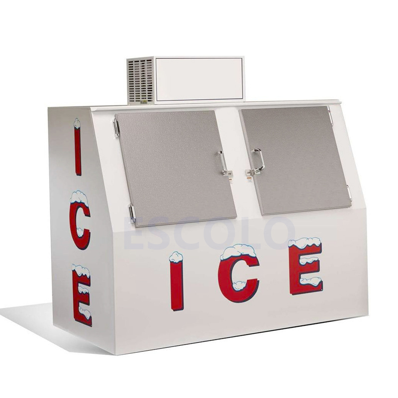 Double Slanted Door Ice Storage Freezer | Large Capacity Commercial Ice Storage Cabinet
