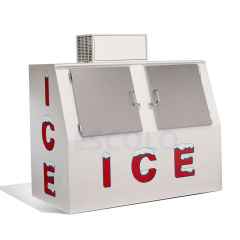 Double Slanted Door Ice Storage Freezer | Large Capacity Commercial Ice Storage Cabinet