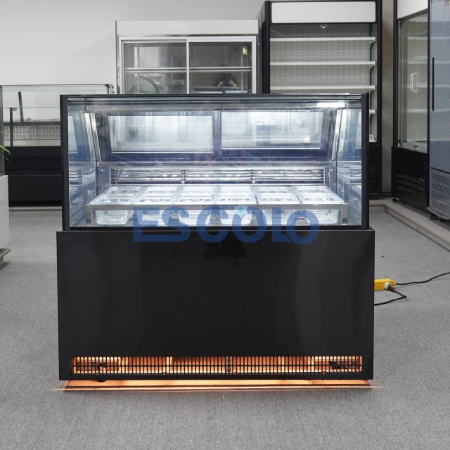 Premium Straight Glass Ice Cream Display Freezer | Commercial Ice Cream Showcase Cabinet