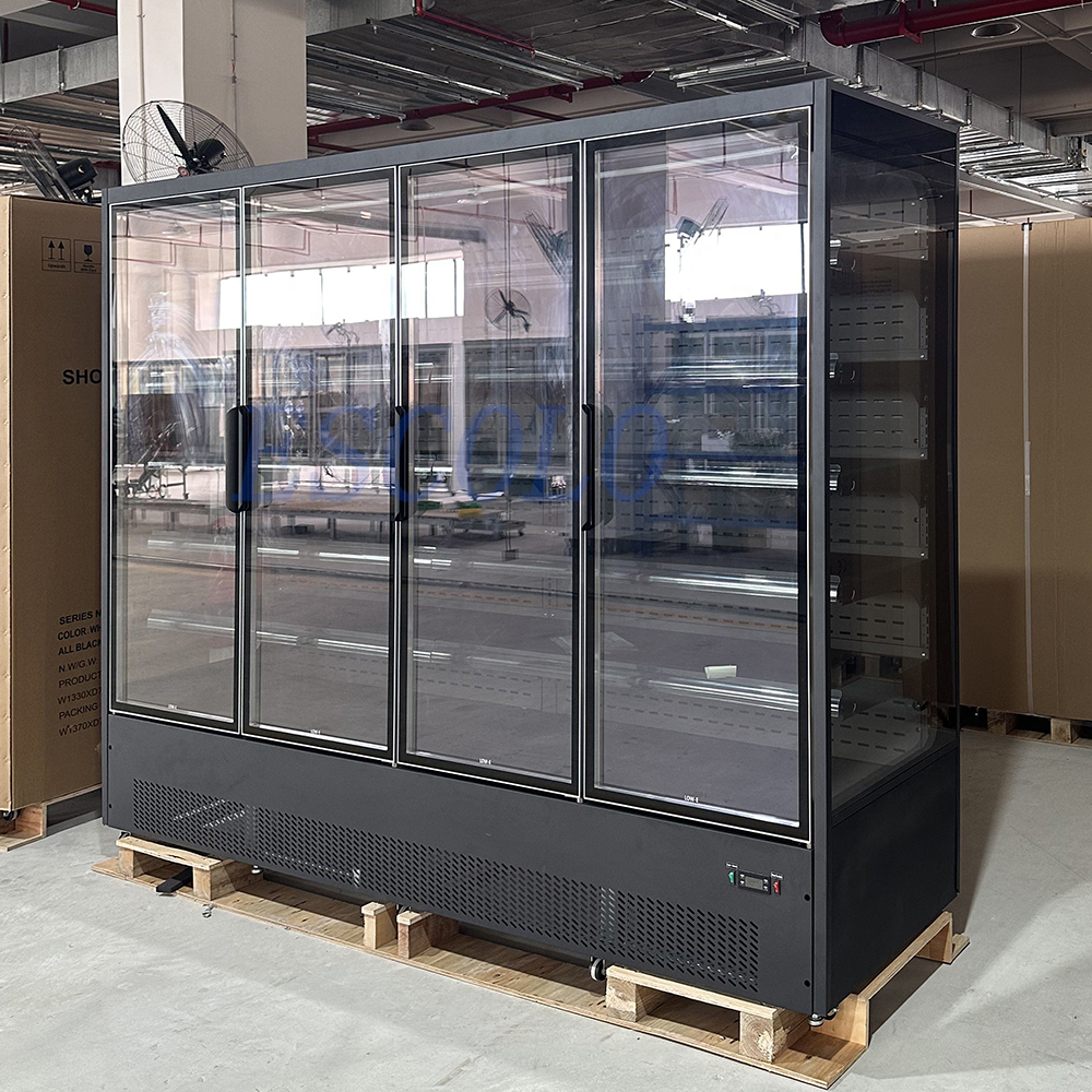 4 Door Commercial Open Chiller | Large Capacity Supermarket Display Refrigerator