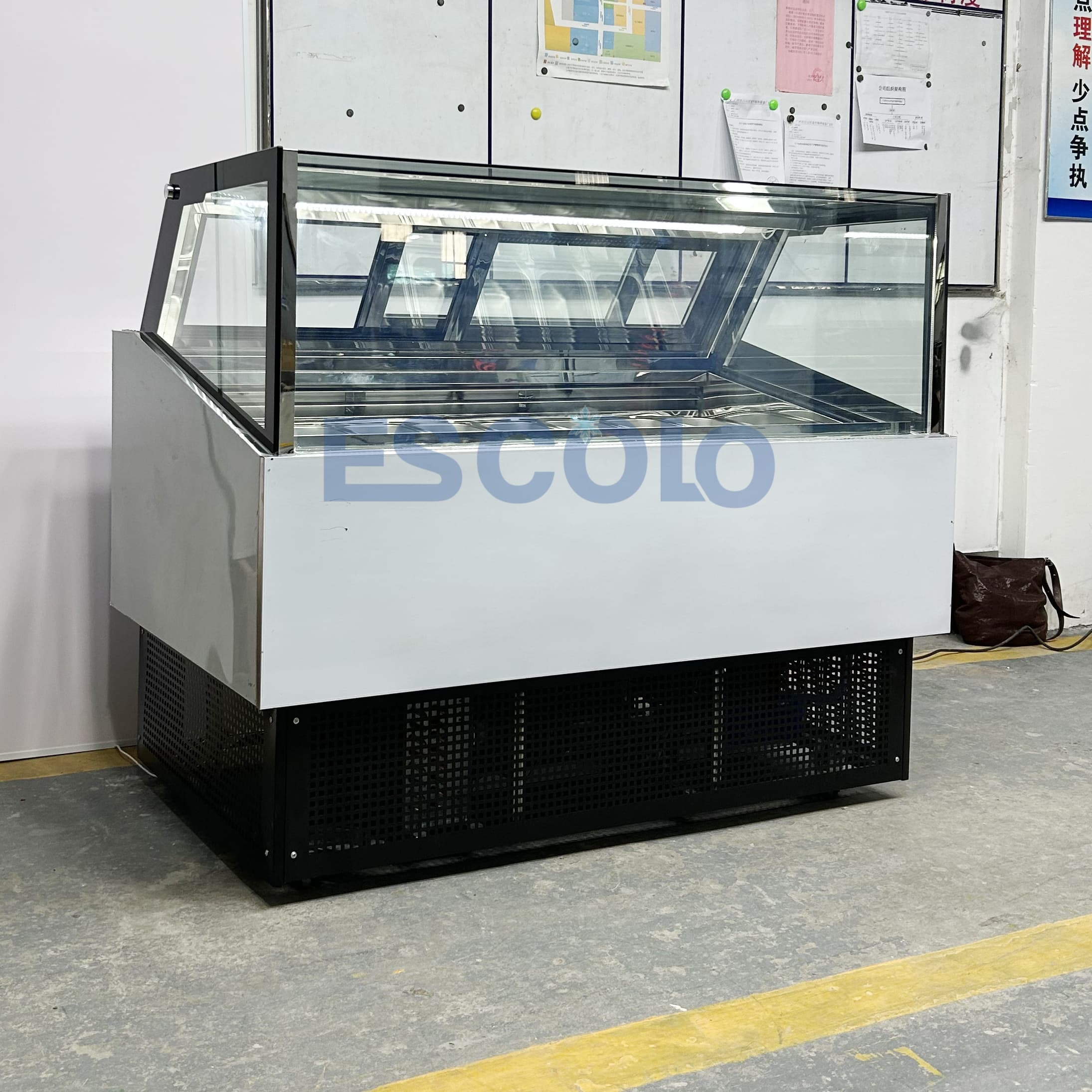 Straight Glass Ice Cream Display Freezer with Rear Sliding Doors | Commercial Ice Cream Showcase