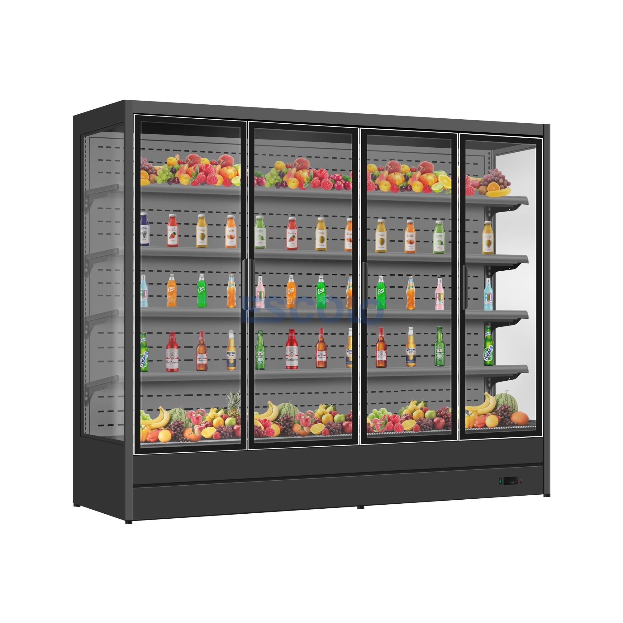 4 Door Commercial Open Chiller | Large Capacity Supermarket Display Refrigerator