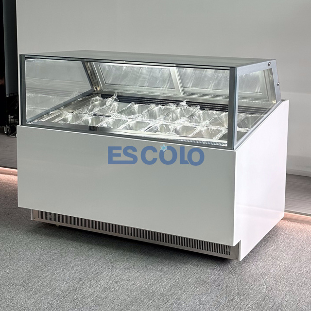 Square Glass Ice Cream Display Freezer | Commercial Ice Cream Showcase Cabinet
