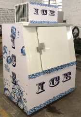 Commercial Slanted-Door Ice Storage Freezer for High-Capacity Outdoor Use