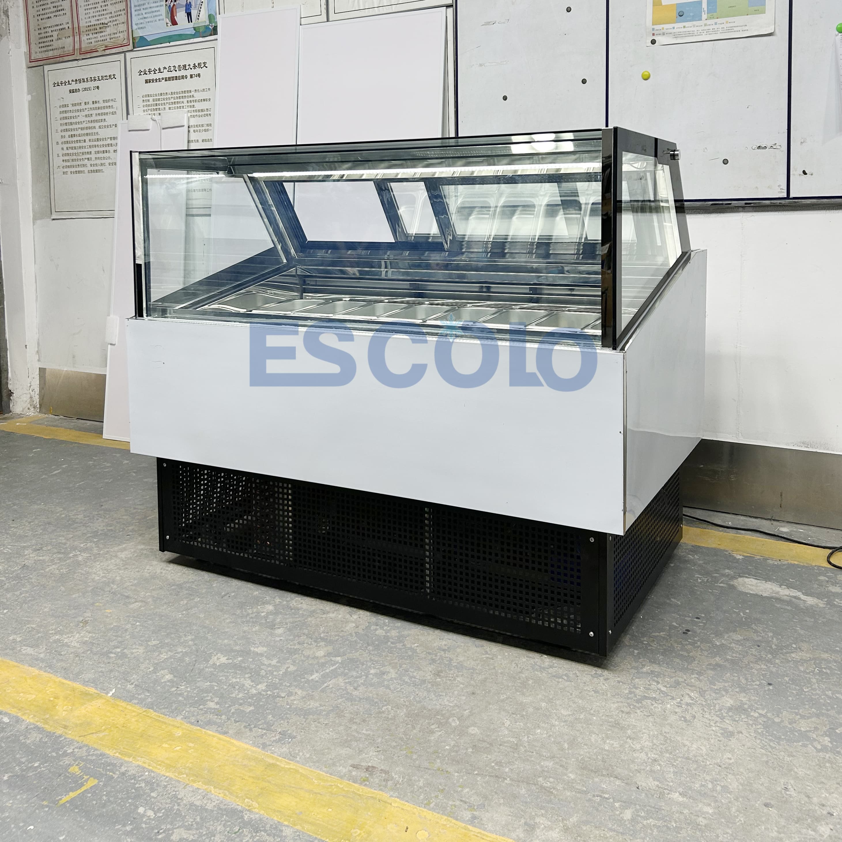 Straight Glass Ice Cream Display Freezer with Rear Sliding Doors | Commercial Ice Cream Showcase