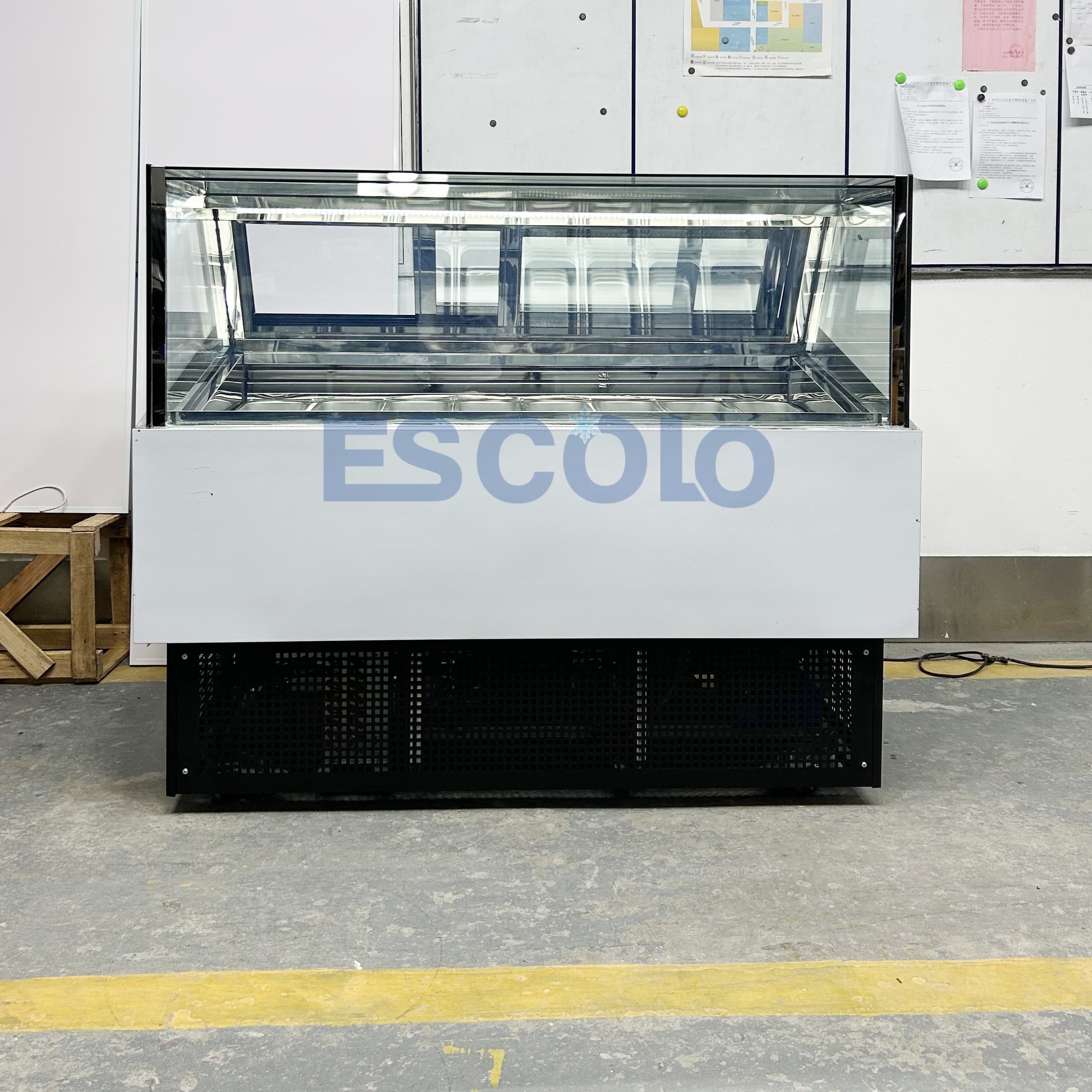 Straight Glass Ice Cream Display Freezer with Rear Sliding Doors | Commercial Ice Cream Showcase