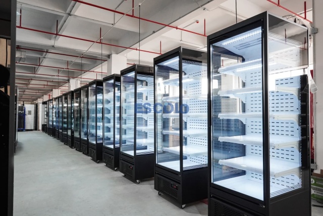 Large Capacity Sliding Glass Door Open Chiller for Supermarket Use