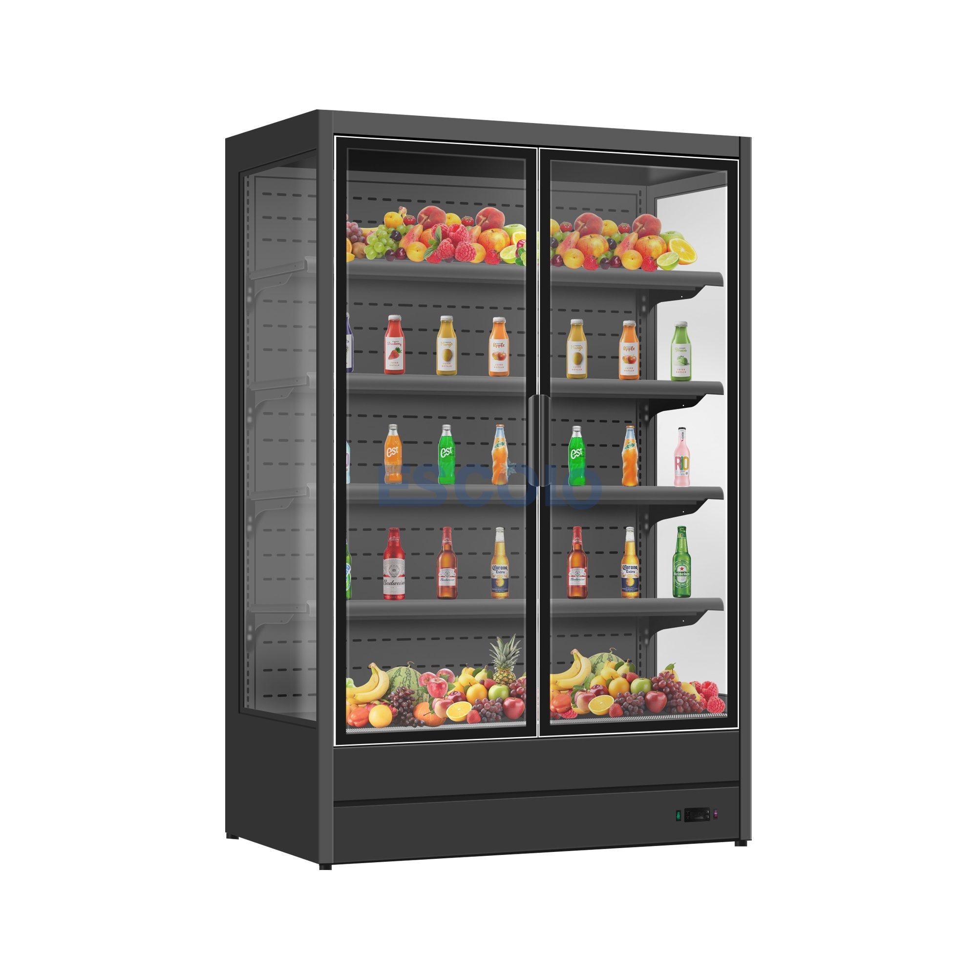 2 Door Commercial Open Chiller | Supermarket Wind Curtain Display Refrigerator