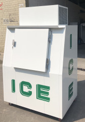 Commercial Slanted-Door Ice Storage Freezer for High-Capacity Outdoor Use