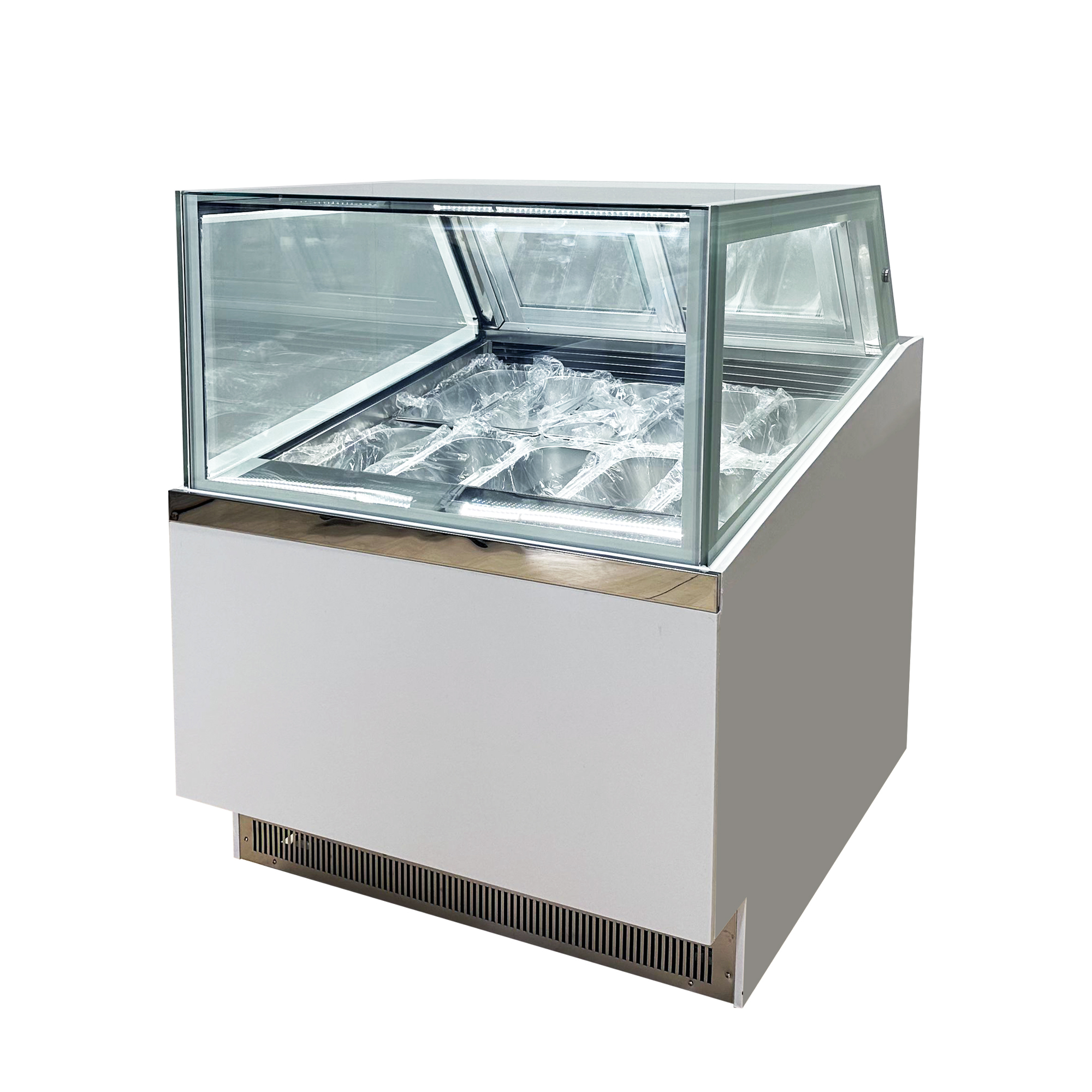 Square Glass Ice Cream Display Freezer | Commercial Ice Cream Showcase Cabinet