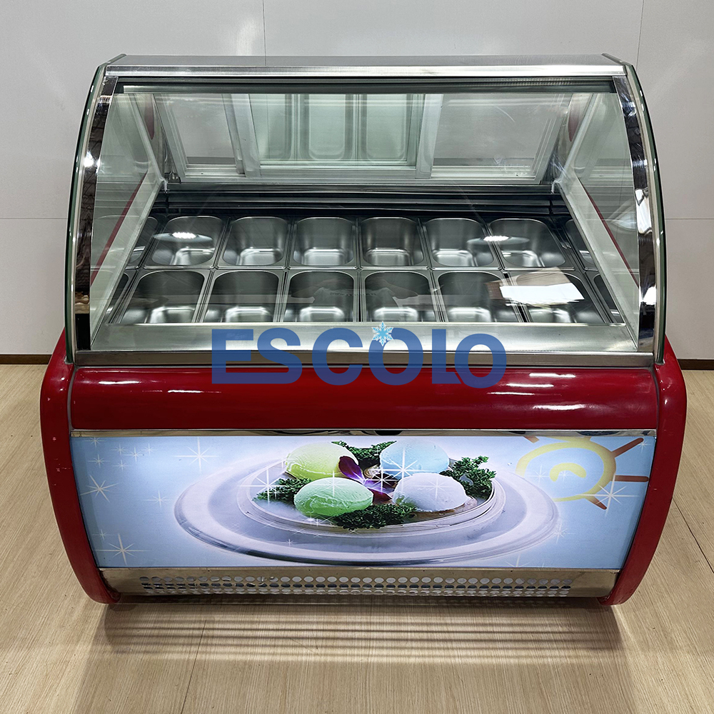 Commercial Ice Cream Freezer with Rectangle or Curved Glass Design Perfect for Ice Cream Showcase
