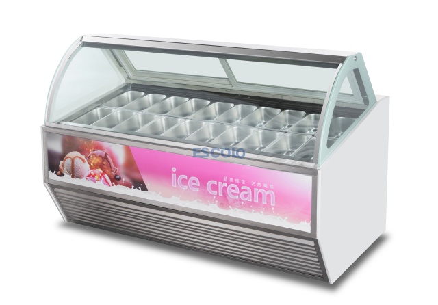 Curved Glass Ice Cream Display Freezer | Commercial Ice Cream Showcase Cabinet