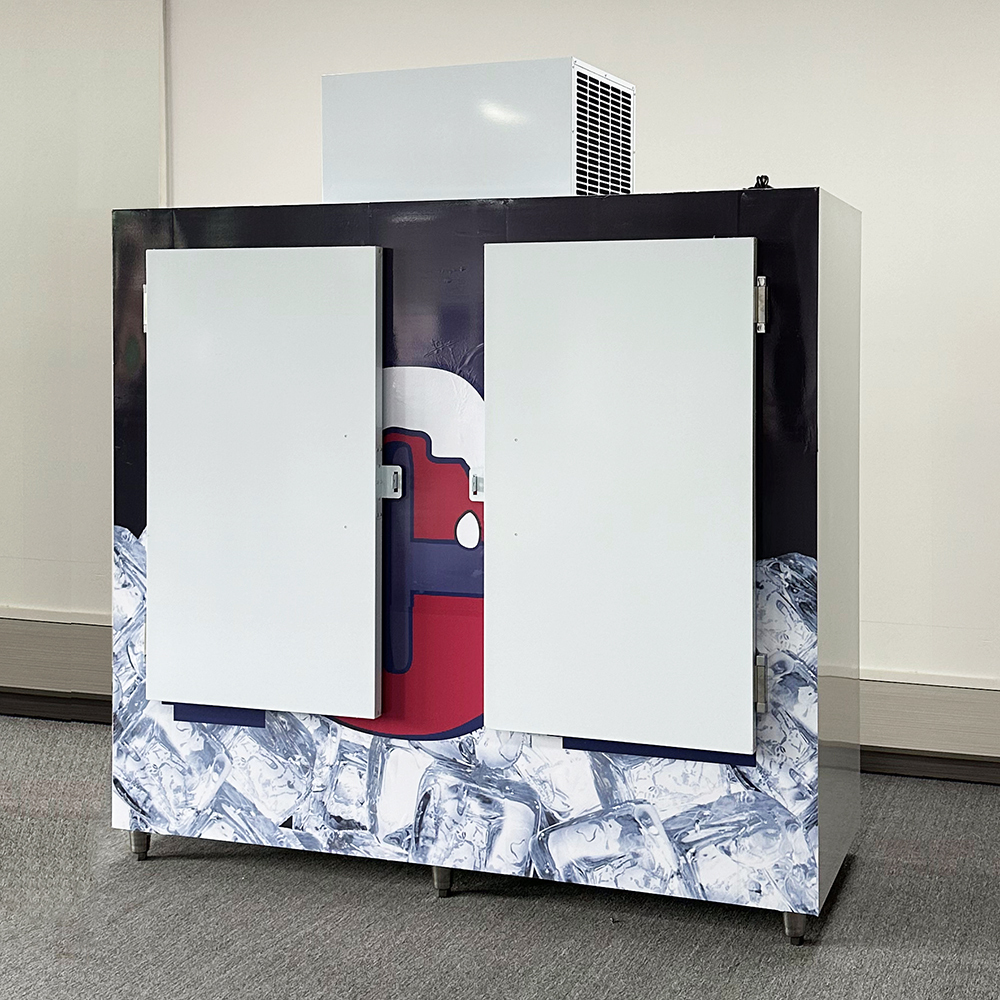 Double Solid Door Ice Storage Freezer | Large Capacity Commercial Ice Storage Cabinet