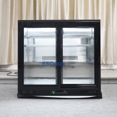 Two Sliding/Hinge Glass Door Painted Steel Back Bar Cooler with 2 layer Adjustable shelves