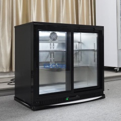Two Sliding/Hinge Glass Door Painted Steel Back Bar Cooler with 2 layer Adjustable shelves