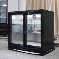 Two Sliding/Hinge Glass Door Painted Steel Back Bar Cooler with 2 layer Adjustable shelves