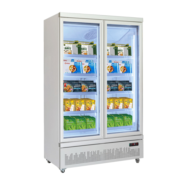 Double Door Fridge Commercial Glass Front Refrigerator 1200L Freezer