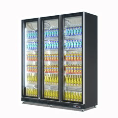 Three Door Glass Door Display Fridge for Beverage Merchandising