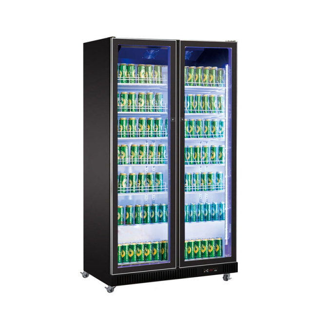 Double Glass Door Commercial Display Cooler with Digital Control