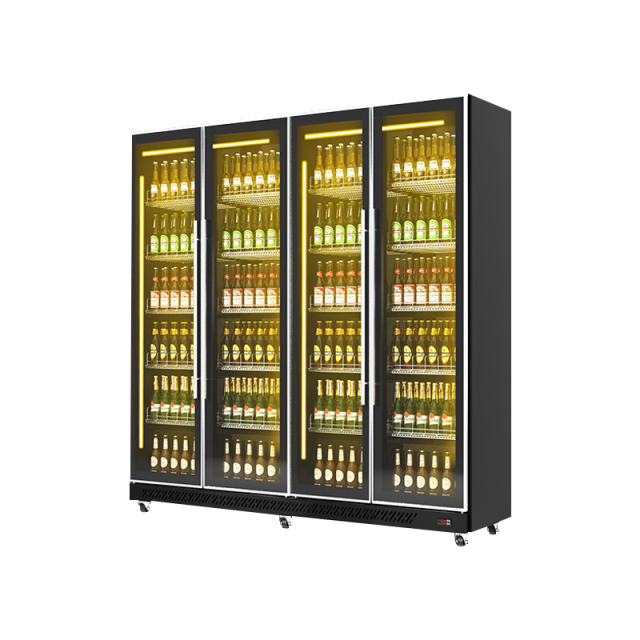 4 Door Glass Display Refrigerator for Commercial Beverage Cooling