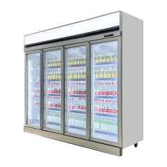Four Door 2000L Glass Refrigerator Display Showcase Commercial Upright Cooler