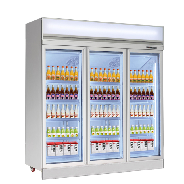 Professional Display Beverage Cooler Black with Full LED Lighting and PVC Coated Shelves for Mini Mart