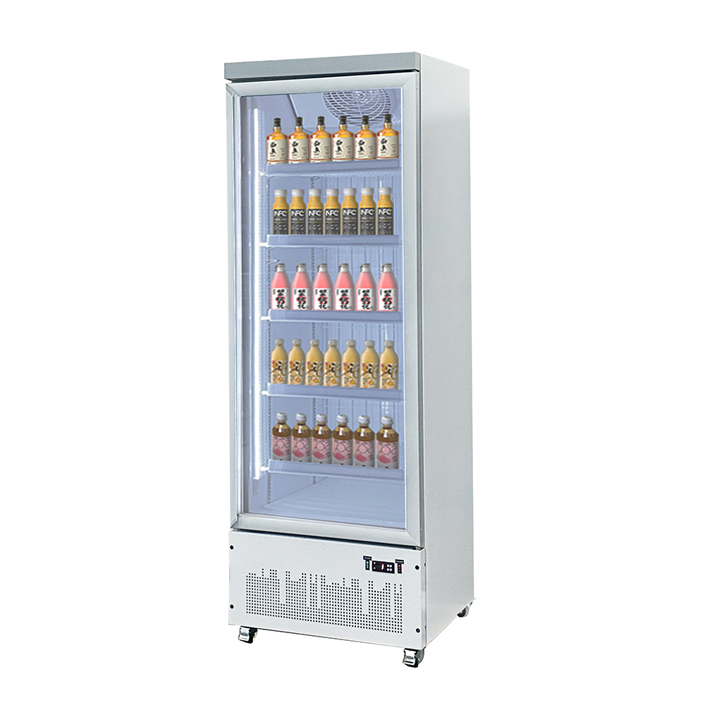 Commercial Beverage Cooler Fridge – Single Door Glass Front Display for Retail Use