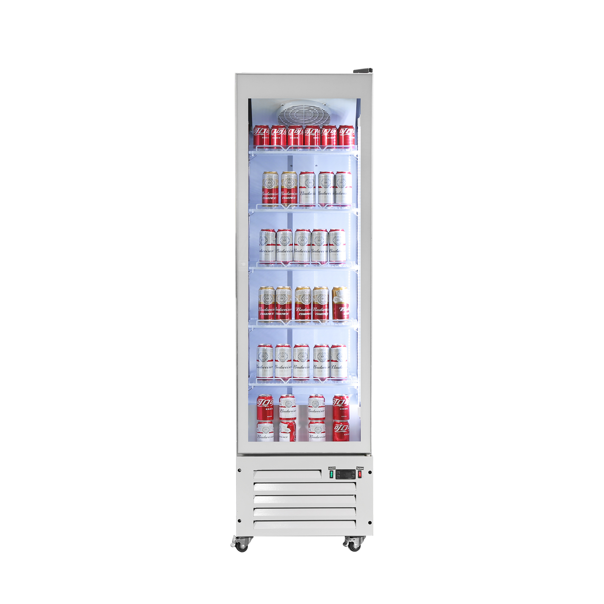 Commercial Beverage Cooler Fridge – Single Door Glass Front Display for Retail Use