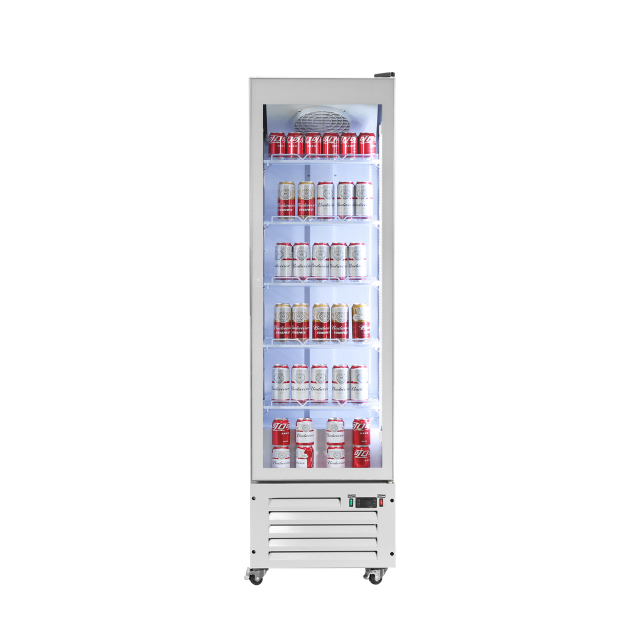 Commercial Beverage Cooler Fridge – Single Door Glass Front Display for Retail Use
