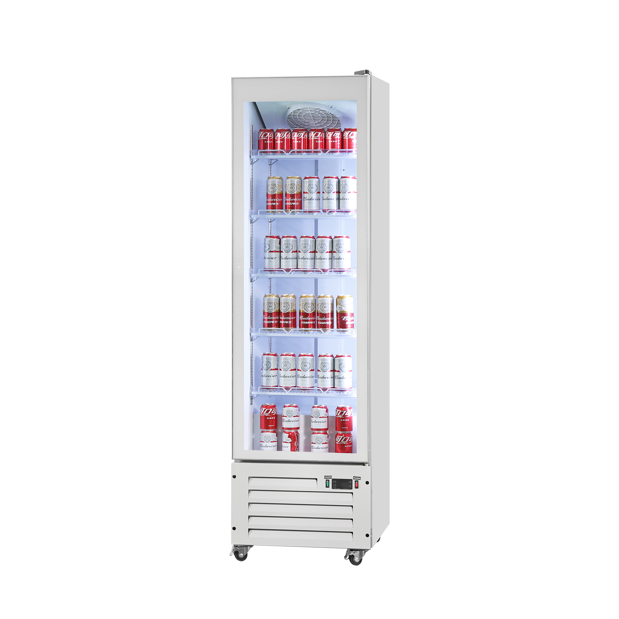 Commercial Beverage Cooler Fridge – Single Door Glass Front Display for Retail Use