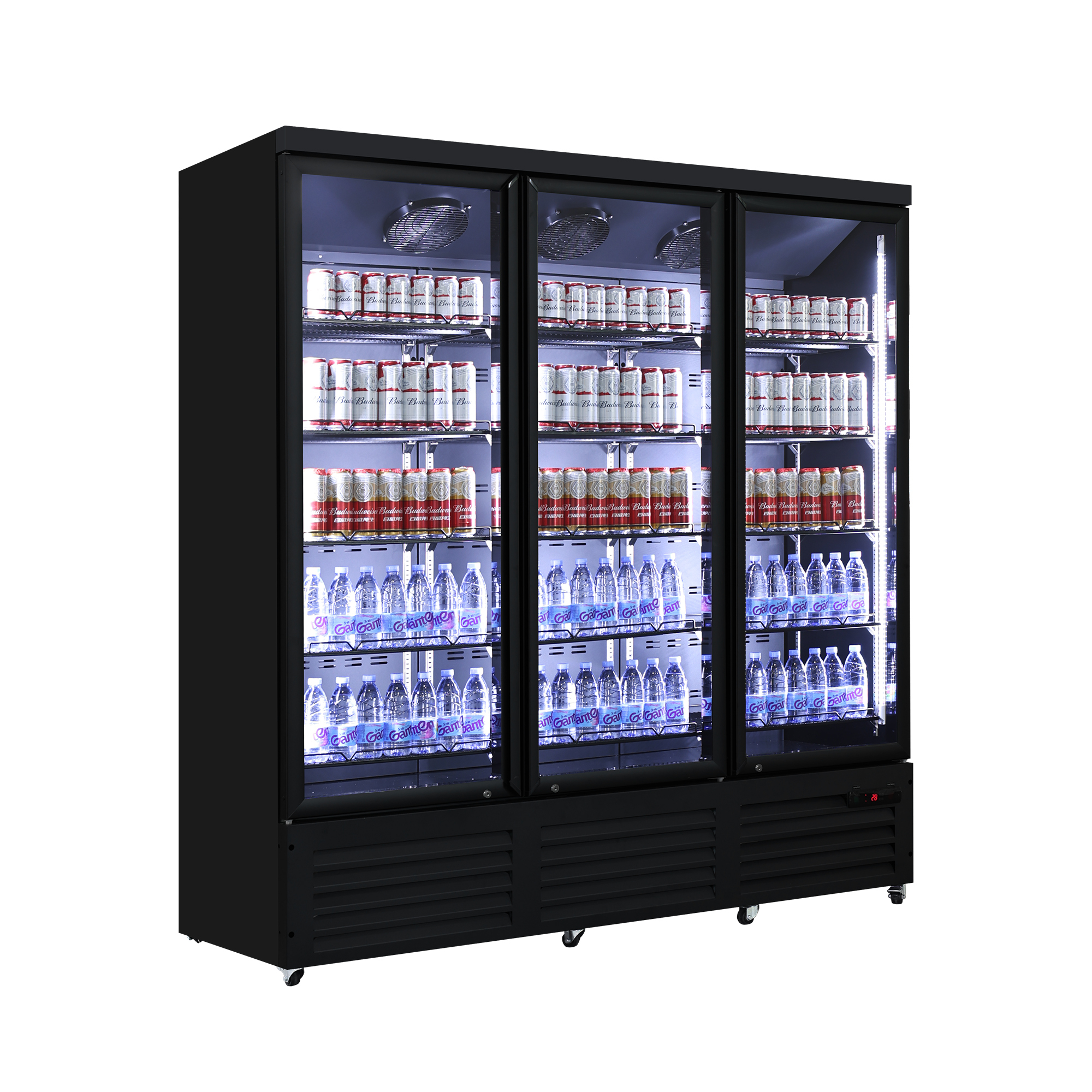 3 Glass Door Commercial Refrigerator for Beverage Retail Display