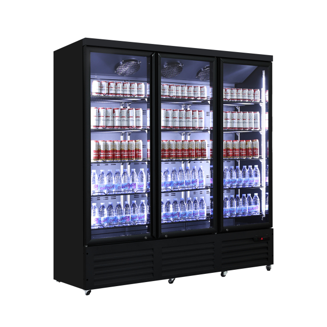 3 Glass Door Commercial Refrigerator for Beverage Retail Display