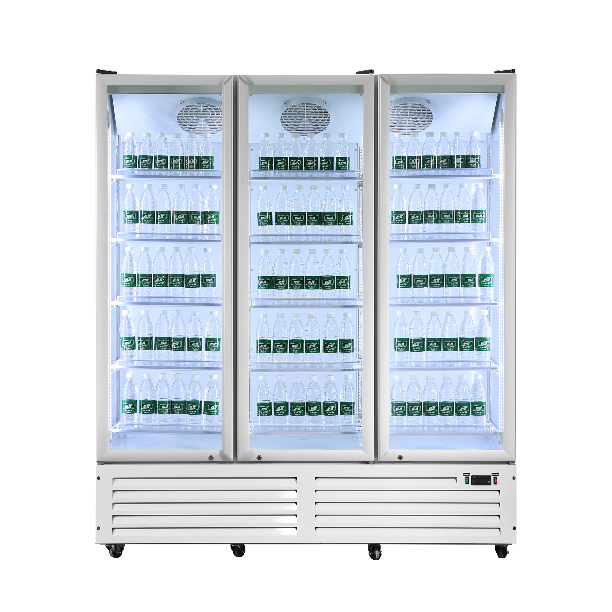 3 Glass Door Commercial Refrigerator for Beverage Retail Display