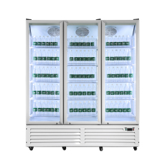 3 Glass Door Commercial Refrigerator for Beverage Retail Display