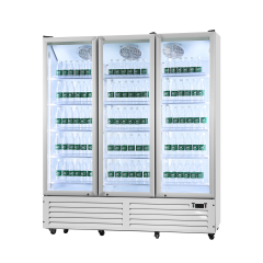 Upright Display Cooler 1800L Glass Beverage Cooler Commercial Fan Cooling Refrigerator for Supermarket Display