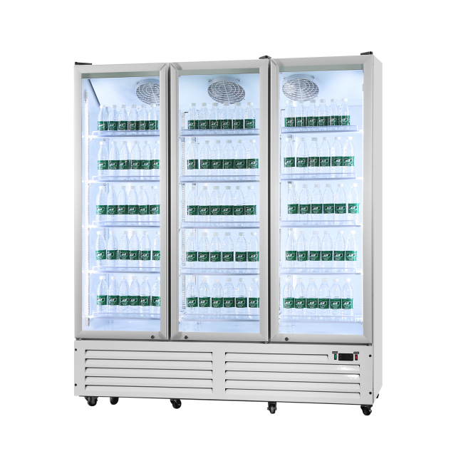 Upright Display Cooler 1800L Glass Beverage Cooler Commercial Fan Cooling Refrigerator for Supermarket Display